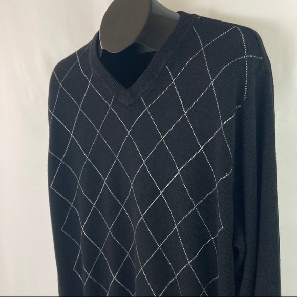 RETRO Diamond Pattern V-Neck Sweater XL - Picture 3 of 10